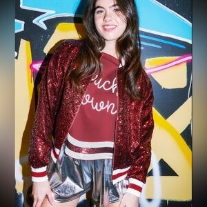 NWT Sequin Bomber Jacket